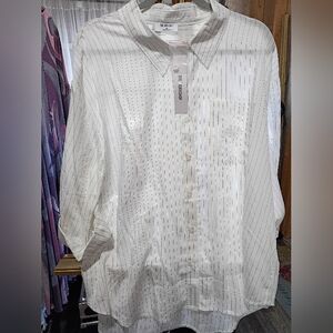 Workshop Republic Clothing White Pinstripe Women's Shirt